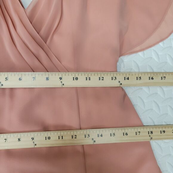 Jenny Yoo Collection Formal Gown SZ 4 Neutrals Pink Peach Flutter Sleeve V-Neck - Picture 8 of 10